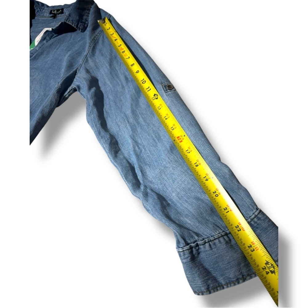 Velvet Heart NWT Blue Denim Cuffed Sleeve Collared Loose V-Neck Mini Shirt Dress - Picture 10 of 16